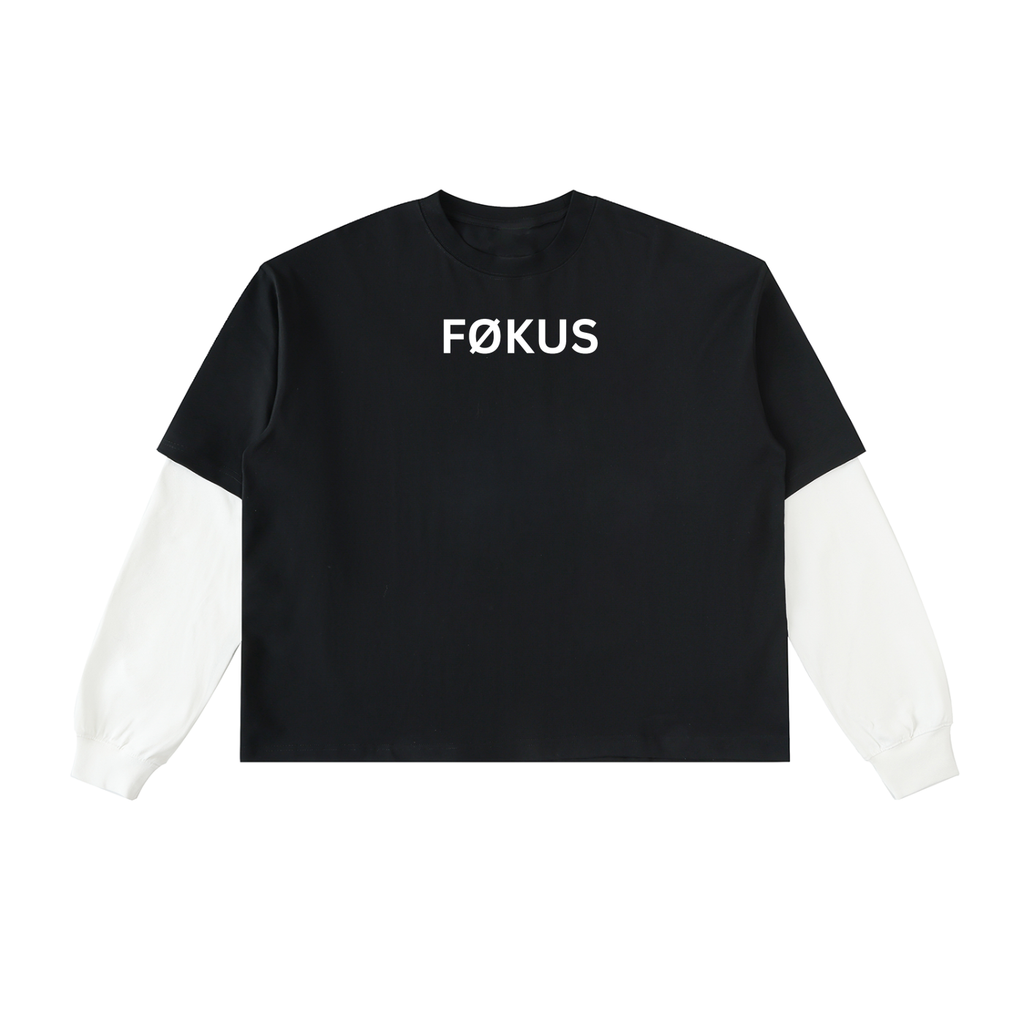 Layered Contrast Sleeve Cotton T-Shirt